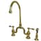 Kingston Brass KS7792ALBS English Country Kitchen Bridge Faucet W/ Sprayer, Brass KS7792ALBS - alternate 1